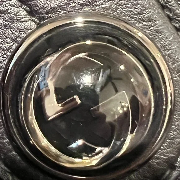 GUCCI Galaxy Two-Way Bag Black Leather Vintage Medium Satchel Purse Silver Chain - Picture 3 of 13